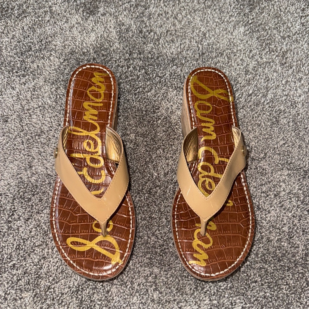 Sam Edelman Tan and Brown Wedge Sandals